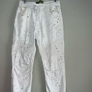 Demolition Mens Paint Splatter Heavy Jogger Pants Trousers Cotton Medium